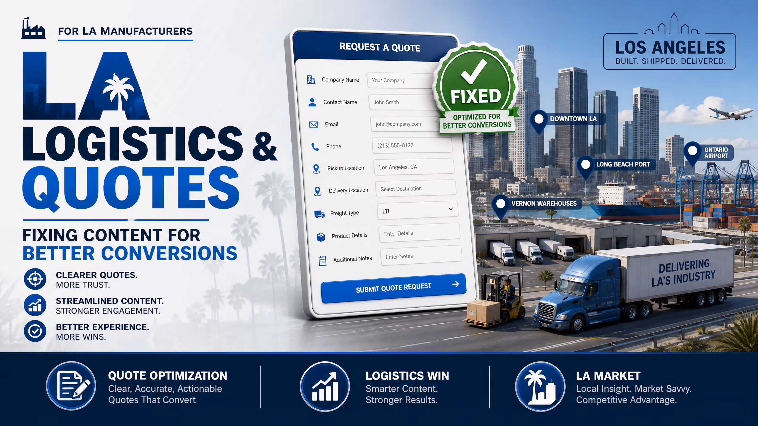How Manufacturers Serving Los Angeles Can Fix Quote and Logistics Content cover illustration