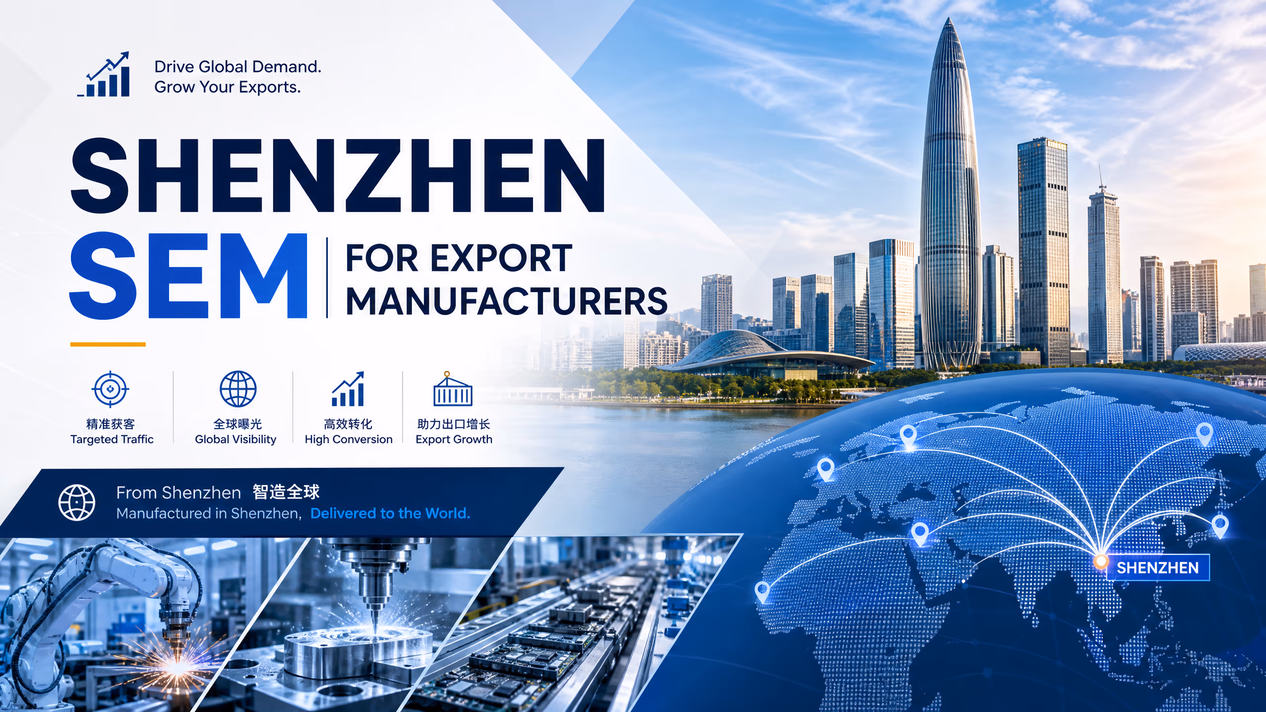 Shenzhen SEM for Export Manufacturers: How To Turn Search Ads Into Better RFQs cover illustration
